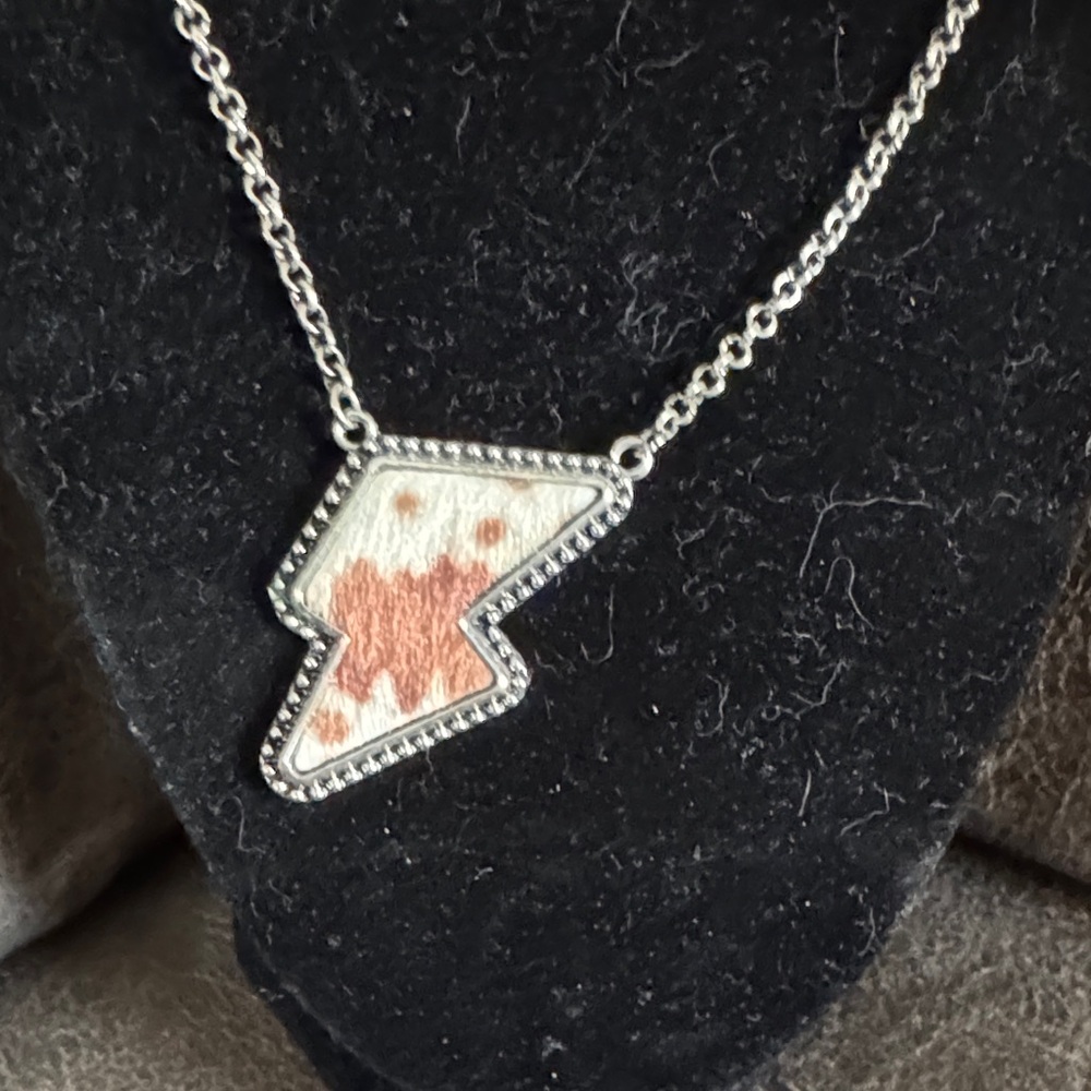 Silver Lightning Bolt Pendant Necklace
